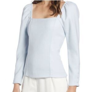 NWT Something Navy Pastel Blue Puff Sleeve Top Size Small